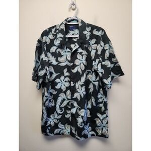 Piping Hot Men Short Sleeve Hawaiian Shirt Size Large Blue Black